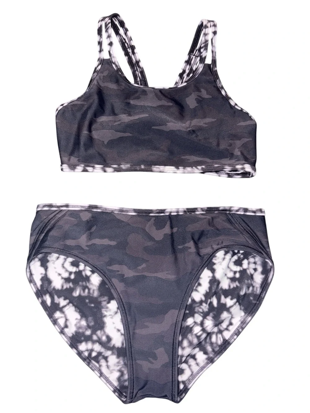 Athleta Girl Camo Tie Dye Reversible Bikini Set